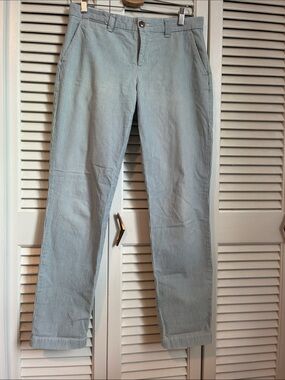 GAP Straight Leg Pinstripe Pants in Light Blue and White